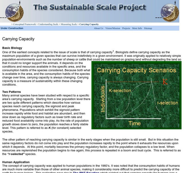 The Sustainable Scale Project: Carrying Capacity Handout The Sustainable Scale Project: Carrying Capacity Handout
