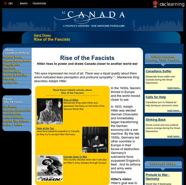 Cbc.ca: Hard Times Rise of the Fascists Website Cbc.ca: Hard Times Rise of the Fascists Website