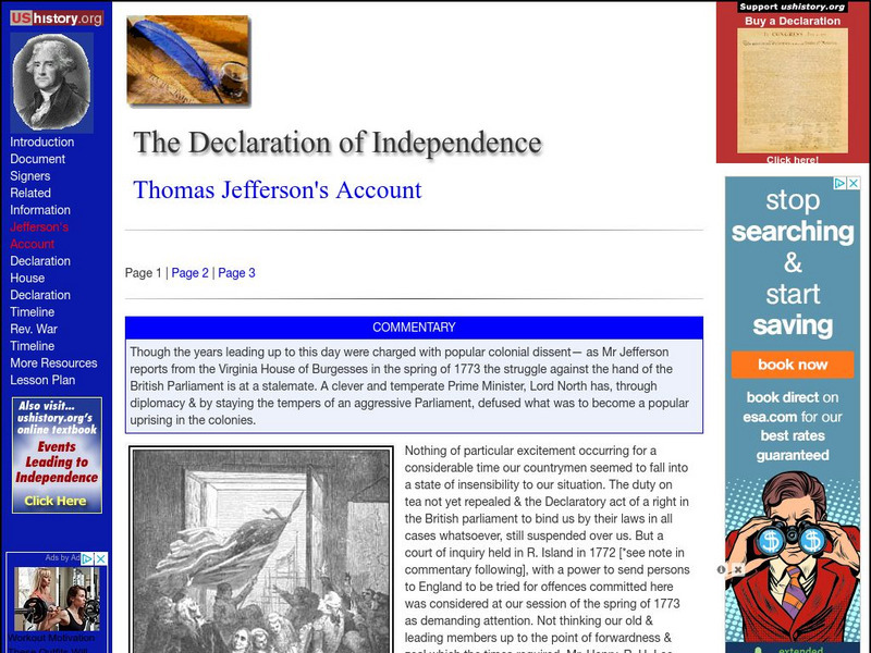 U.s. History: Account of the Declaration: Jefferson's Story Website U.s. History: Account of the Declaration: Jefferson's Story Website