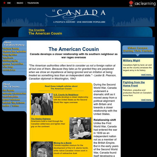 Cbc.ca: The Crucible the American Cousin Website