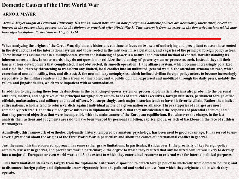 Vancouver Island University: Domestic Causes of the First World War Website Vancouver Island University: Domestic Causes of the First World War Website