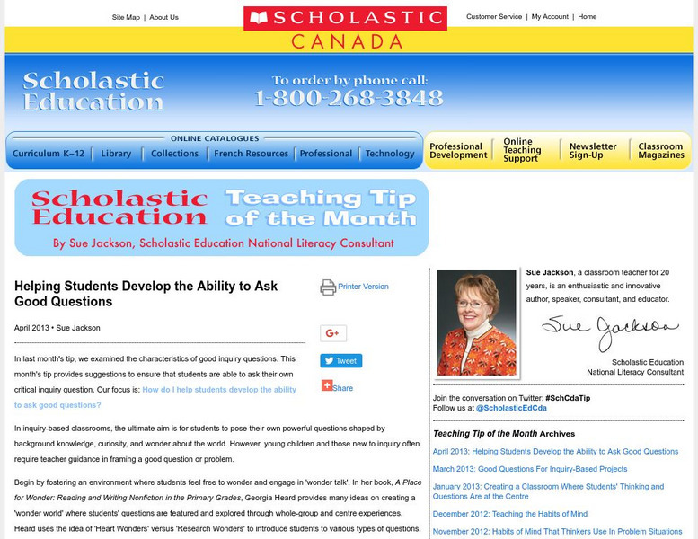 Scholastic: Helping Students Develop the Ability to Ask Good Questions Professional Doc Scholastic: Helping Students Develop the Ability to Ask Good Questions Professional Doc