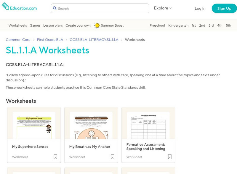 Education.com: Sl.1.1.a Worksheets Activity Education.com: Sl.1.1.a Worksheets Activity