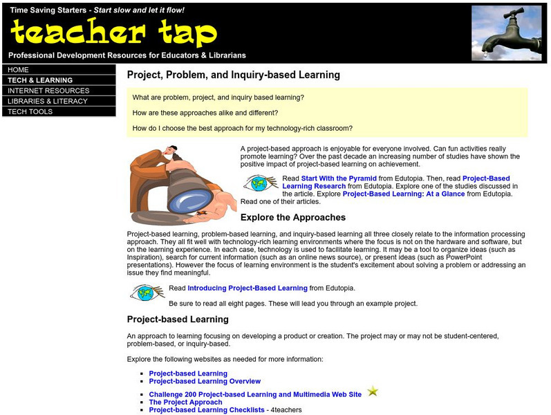 Eduscapes: Teacher Tap: Project, Problem, and Inquiry Based Learning Professional Doc Eduscapes: Teacher Tap: Project, Problem, and Inquiry Based Learning Professional Doc