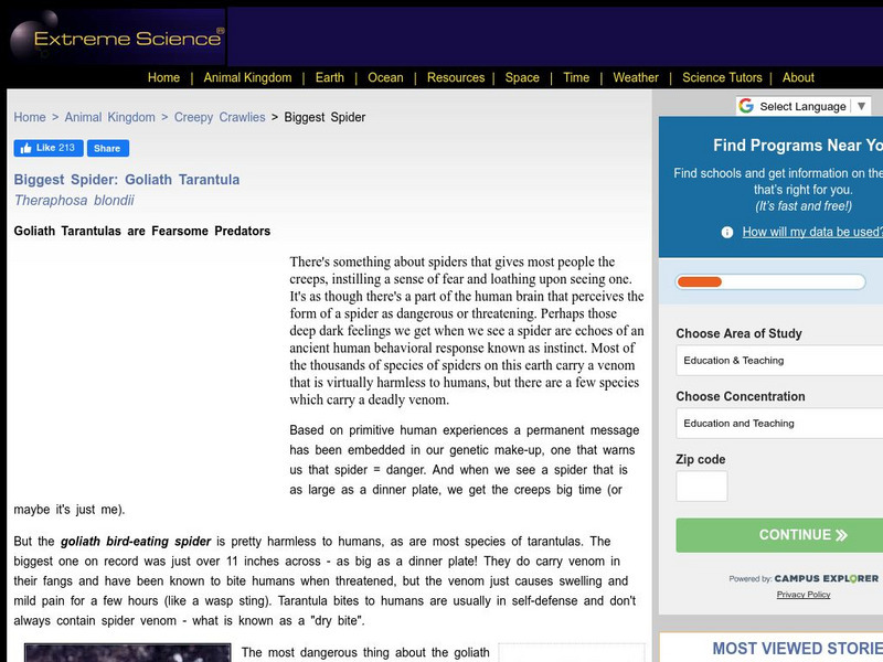 Extreme Science: Biggest Spider Unit Plan Extreme Science: Biggest Spider Unit Plan