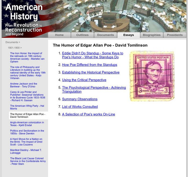 American History: Essays: The Humor of Edgar Allan Poe Unit Plan American History: Essays: The Humor of Edgar Allan Poe Unit Plan