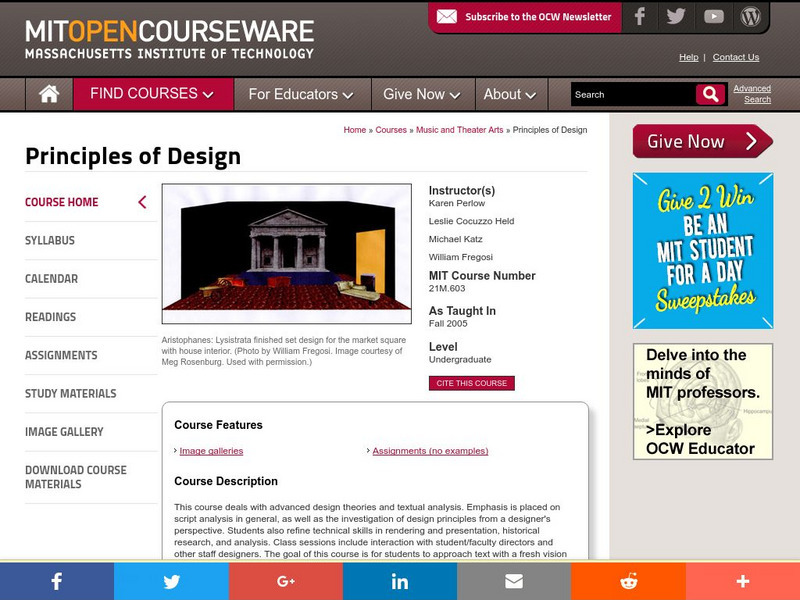 Mit: Open Course Ware: Music and Theater Arts: Principles of Design Online Course Mit: Open Course Ware: Music and Theater Arts: Principles of Design Online Course