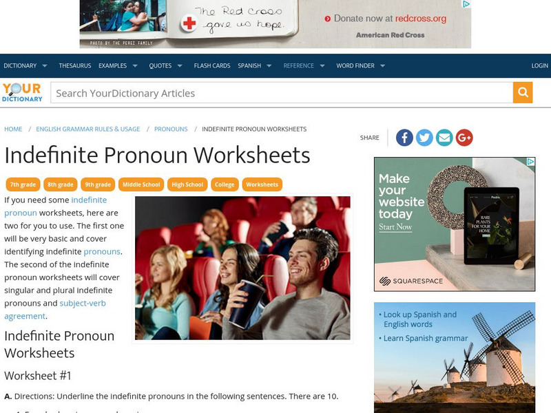Your Dictionary: Indefinite Pronoun Worksheets Activity Your Dictionary: Indefinite Pronoun Worksheets Activity