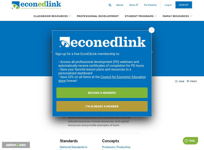 Econ Ed Link: Mystery Workers: Identify the Goods Activity