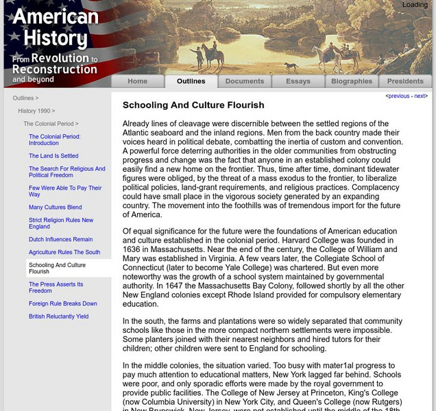 American History: Outlines: Schooling and Culture Flourish Activity American History: Outlines: Schooling and Culture Flourish Activity