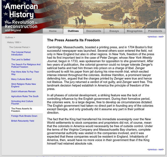American History: Outlines: Press Asserts Its Freedom Activity American History: Outlines: Press Asserts Its Freedom Activity