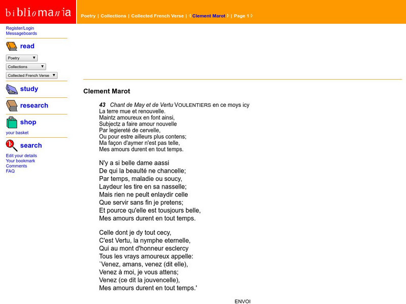 Bibliomania: Clement Marot Primary Bibliomania: Clement Marot Primary