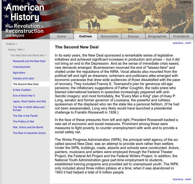 American History: Outlines: Second New Deal Primary American History: Outlines: Second New Deal Primary