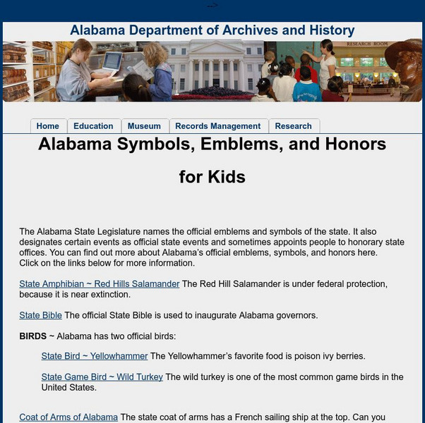 Alabama Emblems, Symbols and Honors Handout Alabama Emblems, Symbols and Honors Handout