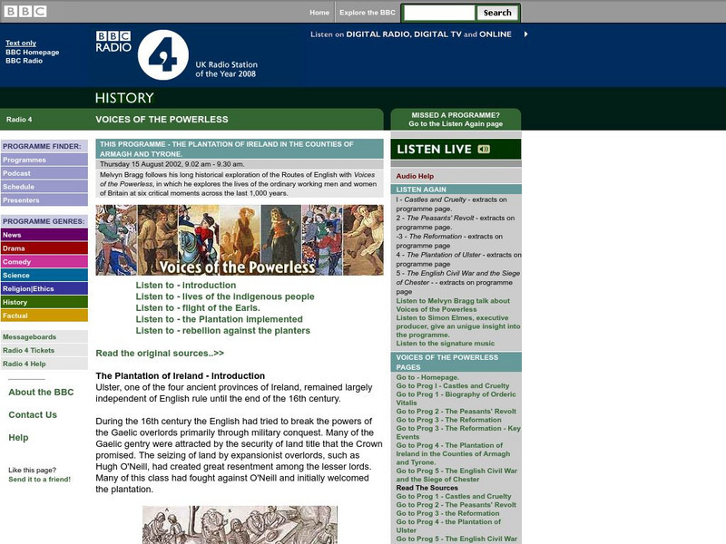 Bbc Radio 4: Voices of the Powerless: Plantation of Ireland Website Bbc Radio 4: Voices of the Powerless: Plantation of Ireland Website