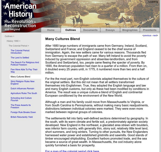 American History: Outlines: Many Cultures Blend Activity American History: Outlines: Many Cultures Blend Activity