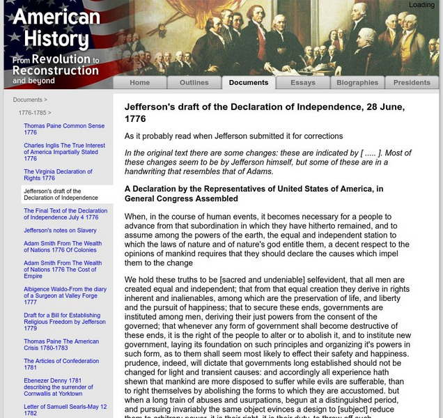 American History: Documents: Draft of the Declaration Primary American History: Documents: Draft of the Declaration Primary