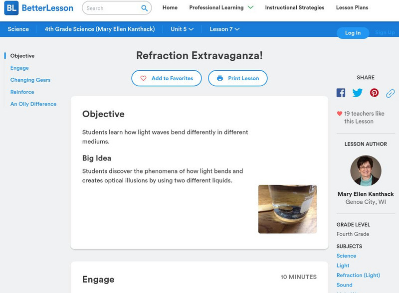 Better Lesson: Refraction Extravaganza! Lesson Plan Better Lesson: Refraction Extravaganza! Lesson Plan