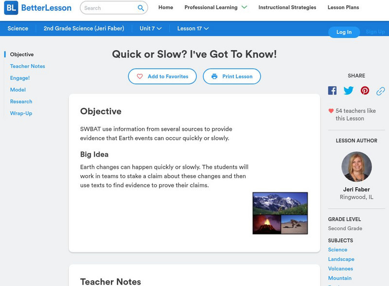 Better Lesson: Quick or Slow? I've Got to Know! Lesson Plan Better Lesson: Quick or Slow? I've Got to Know! Lesson Plan