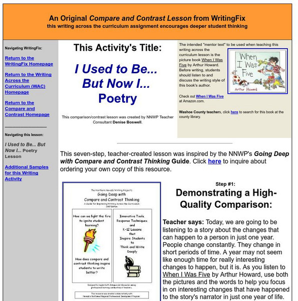 Writing Fix: Compare and Contrast Lesson: "I Used to Be, but Now I" Poetry Lesson Plan Writing Fix: Compare and Contrast Lesson: "I Used to Be, but Now I" Poetry Lesson Plan