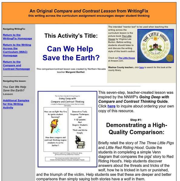 Writing Fix: Compare and Contrast Lesson: Can We Help Save the Earth? Lesson Plan Writing Fix: Compare and Contrast Lesson: Can We Help Save the Earth? Lesson Plan