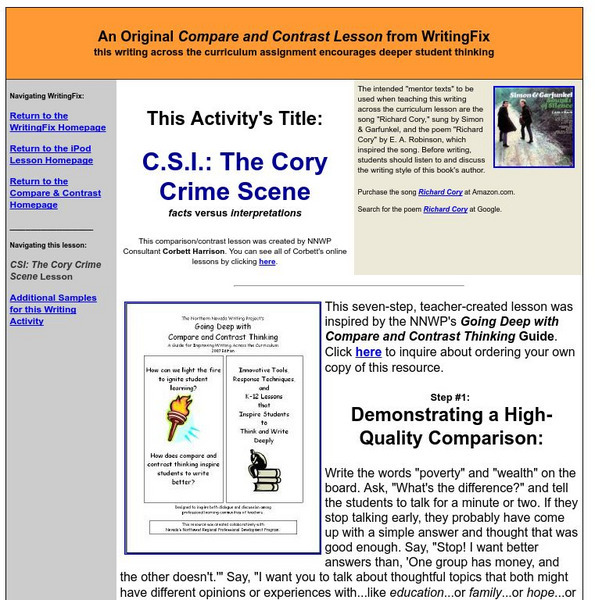 Writing Fix: c.s.i.: The Cory Crime Scene Lesson Plan Writing Fix: c.s.i.: The Cory Crime Scene Lesson Plan