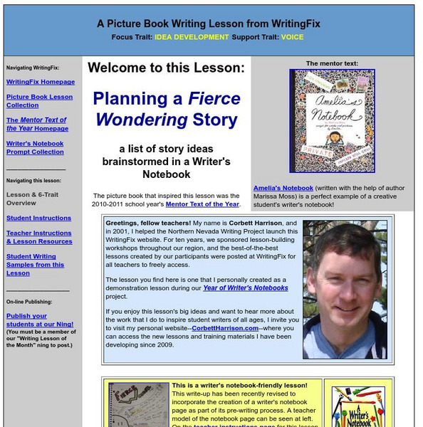 Writing Fix: A Picture Book Writing Lesson: Planning a Fierce Wondering Story Lesson Plan Writing Fix: A Picture Book Writing Lesson: Planning a Fierce Wondering Story Lesson Plan