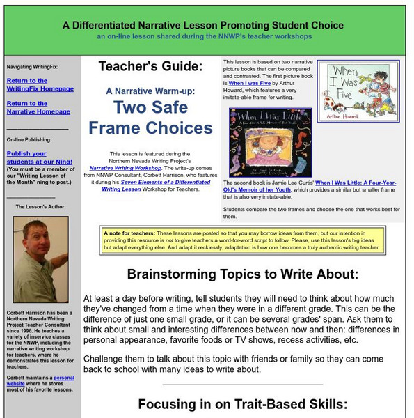 Writing Fix: Differentiated Narrative Lesson: Two Safe Frame Choices Lesson Plan Writing Fix: Differentiated Narrative Lesson: Two Safe Frame Choices Lesson Plan