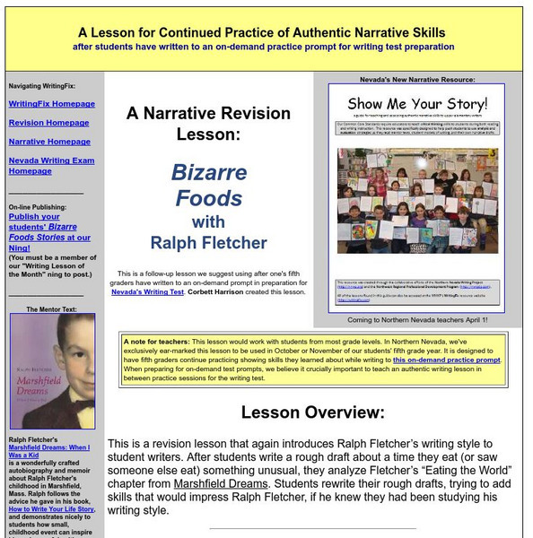 Writing Fix: Bizarre Foods With Ralph Fletcher: A Narrative Revision Lesson Lesson Plan Writing Fix: Bizarre Foods With Ralph Fletcher: A Narrative Revision Lesson Lesson Plan