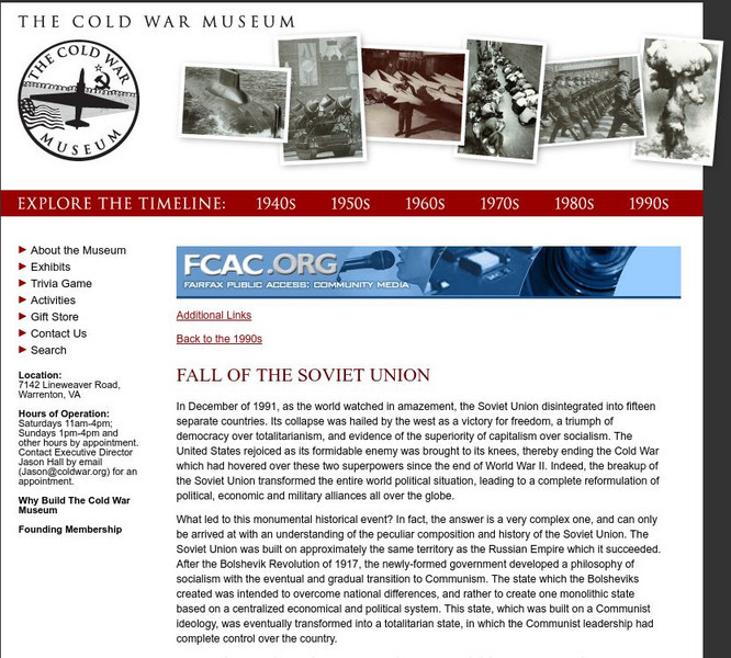 The Cold War Museum: Fall of the Soviet Union Handout The Cold War Museum: Fall of the Soviet Union Handout