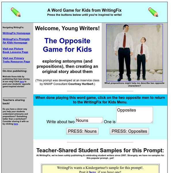 Writing Fix: A Word Game for Kids: The Opposite Game for Kids Interactive Writing Fix: A Word Game for Kids: The Opposite Game for Kids Interactive