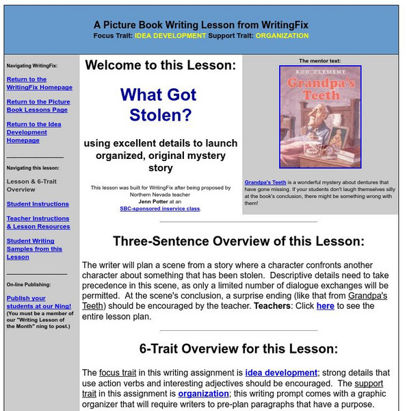 Writing Fix: What Got Stolen? Lesson Plan Writing Fix: What Got Stolen? Lesson Plan