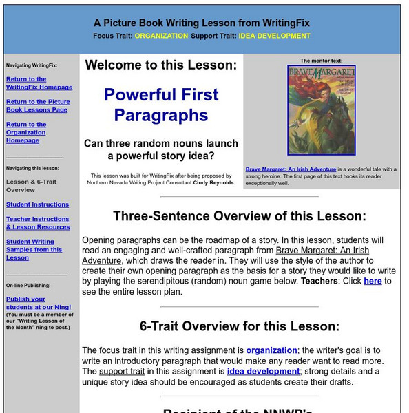 Writing Fix: Power First Paragraphs Lesson Plan Writing Fix: Power First Paragraphs Lesson Plan