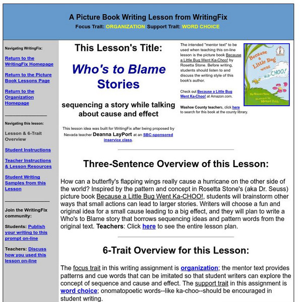 Writing Fix: Who's to Blame Stories Lesson Plan Writing Fix: Who's to Blame Stories Lesson Plan
