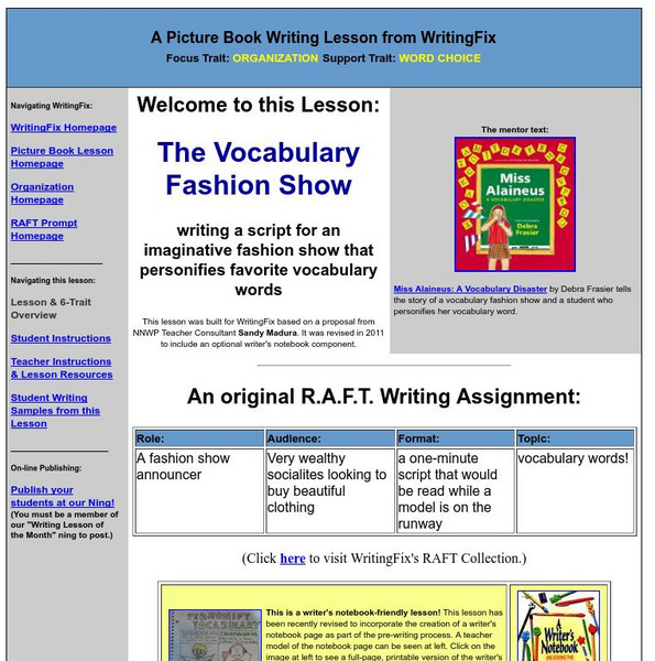 Writing Fix: The Vocabulary Fashion Show Lesson Plan Writing Fix: The Vocabulary Fashion Show Lesson Plan