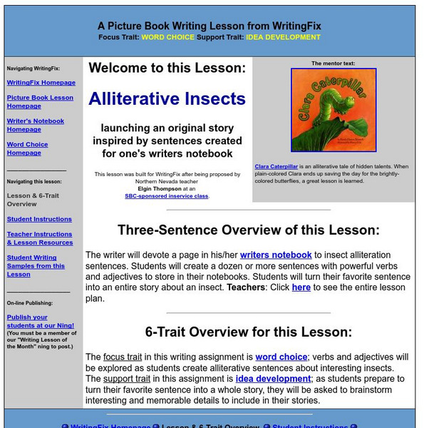 Writing Fix: Alliterative Insects Lesson Plan Writing Fix: Alliterative Insects Lesson Plan