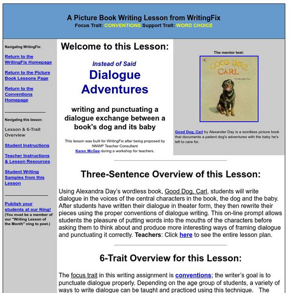 Writing Fix: Dialogue Adventures Lesson Plan Writing Fix: Dialogue Adventures Lesson Plan