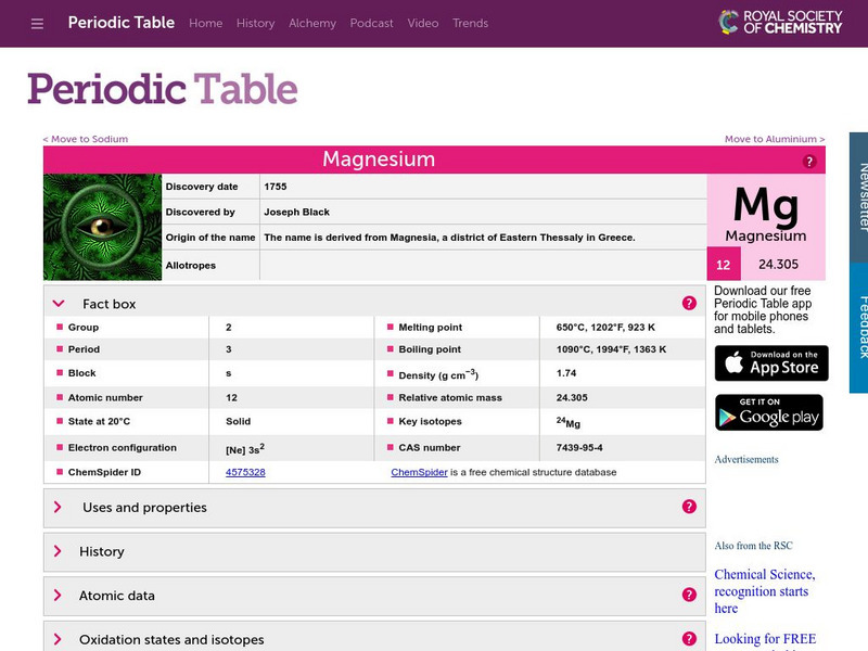 Rsc: Magnesium Handout Rsc: Magnesium Handout