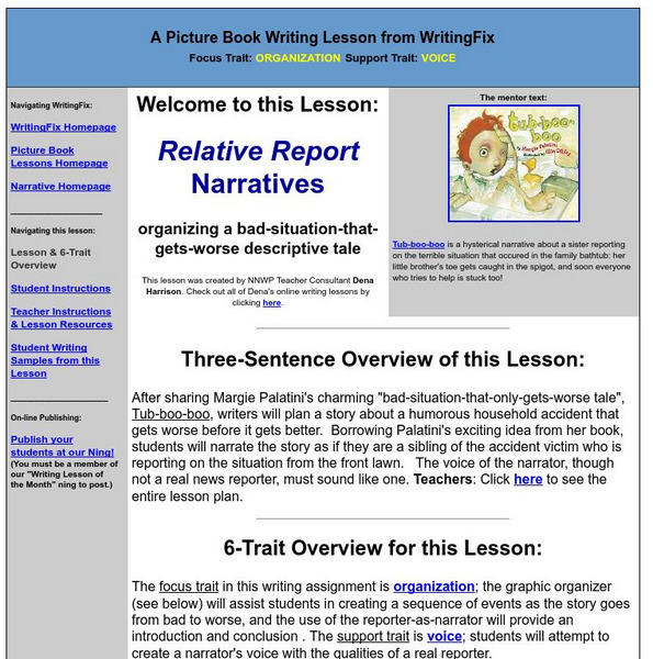Writing Fix: A Picture Book Writing Lesson: Relative Report Narratives Lesson Plan Writing Fix: A Picture Book Writing Lesson: Relative Report Narratives Lesson Plan