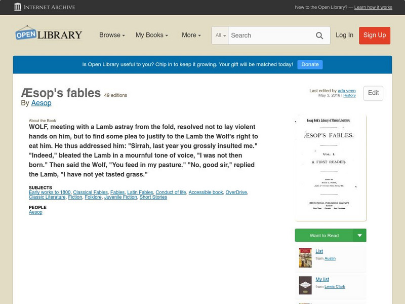 Open Library: Aesop's Fables eBook Open Library: Aesop's Fables eBook