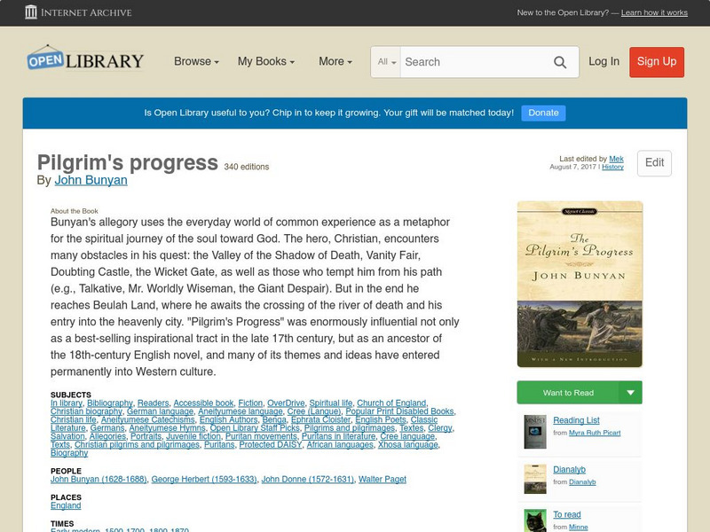 Open Library: Pilgrim's Progress eBook Open Library: Pilgrim's Progress eBook