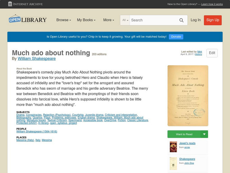 Open Library: Much Ado About Nothing eBook Open Library: Much Ado About Nothing eBook