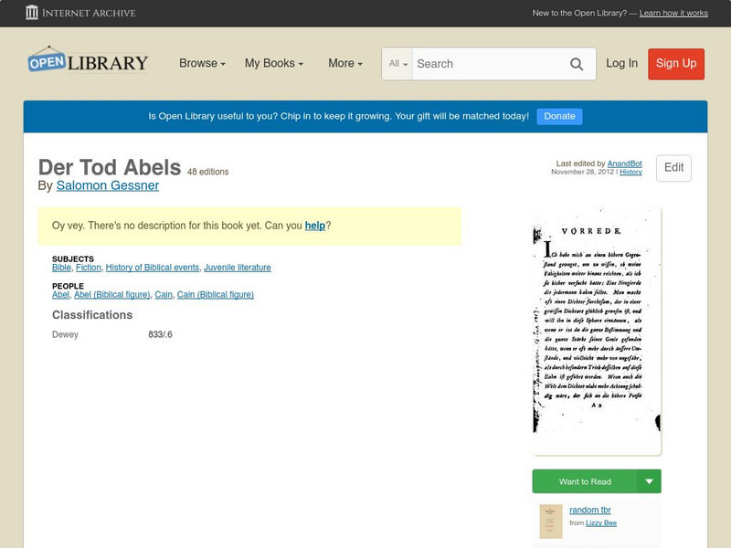 Open Library: Der Tod Abels eBook Open Library: Der Tod Abels eBook