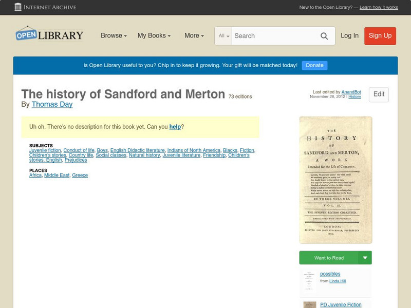 Open Library: The History of Sandford and Merton eBook Open Library: The History of Sandford and Merton eBook