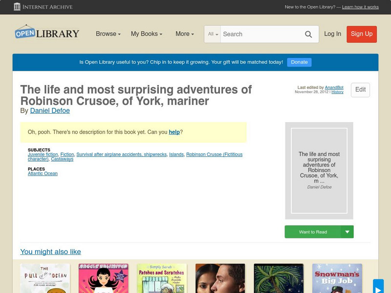Open Library: The Life and Most Surprising Adventures of Robinson Crusoe eBook Open Library: The Life and Most Surprising Adventures of Robinson Crusoe eBook