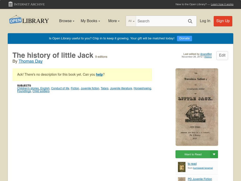 Open Library: The History of Little Jack eBook Open Library: The History of Little Jack eBook
