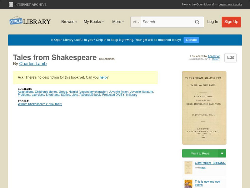 Open Library: Tales From Shakespeare eBook Open Library: Tales From Shakespeare eBook