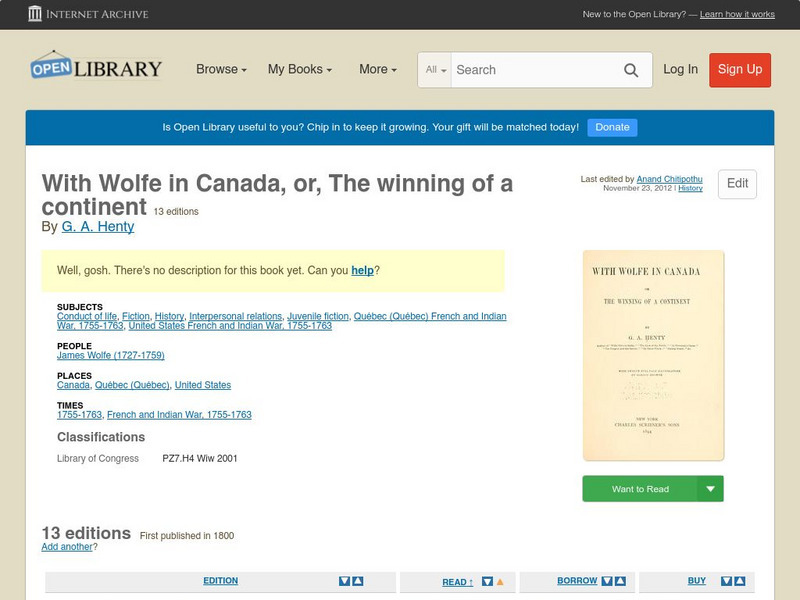 Open Library: The Winning of a Continent eBook Open Library: The Winning of a Continent eBook