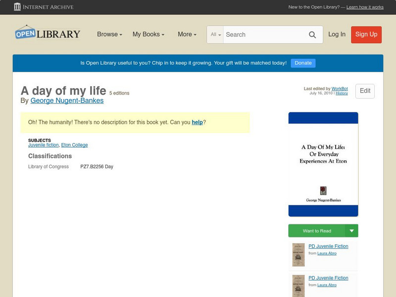 Open Library: A Day of My Life eBook Open Library: A Day of My Life eBook