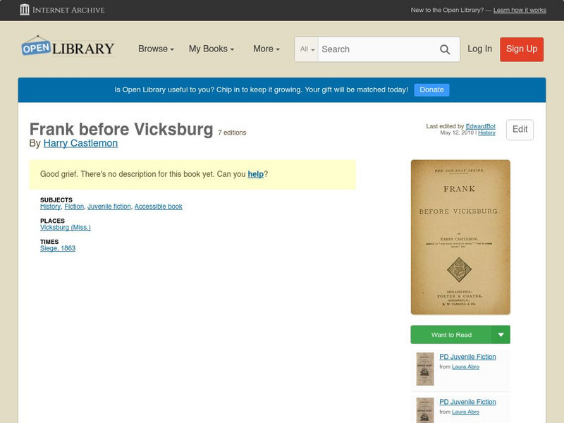 Open Library: Frank Before Vicksburg eBook Open Library: Frank Before Vicksburg eBook